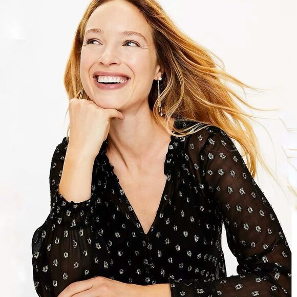 Loft Shimmer Clip Tiered Midi Dress - Picture 6 of 6